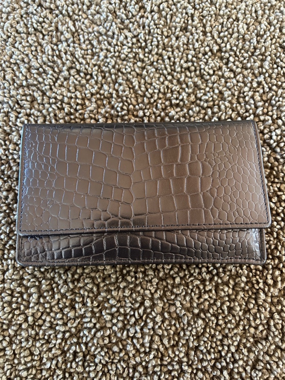 Black Croc-Embossed Genuine Leather Wallet